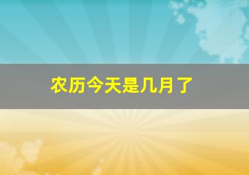 农历今天是几月了