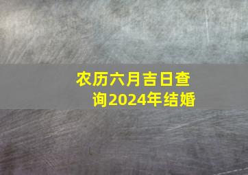 农历六月吉日查询2024年结婚