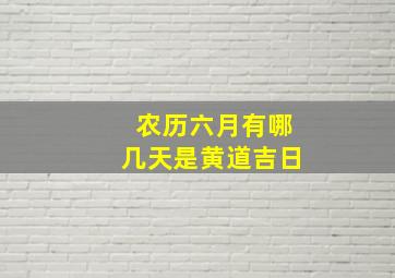 农历六月有哪几天是黄道吉日