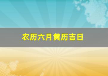 农历六月黄历吉日