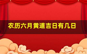 农历六月黄道吉日有几日