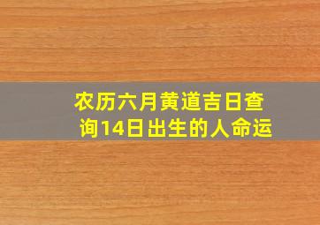 农历六月黄道吉日查询14日出生的人命运