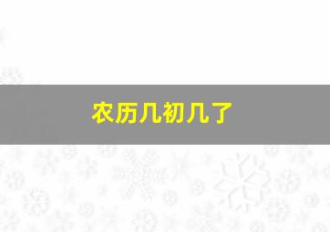 农历几初几了