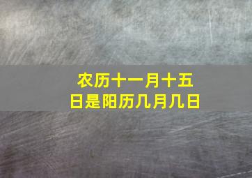 农历十一月十五日是阳历几月几日