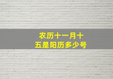 农历十一月十五是阳历多少号