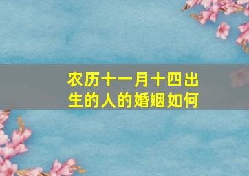 农历十一月十四出生的人的婚姻如何