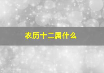 农历十二属什么