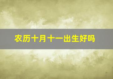 农历十月十一出生好吗