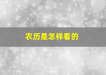 农历是怎样看的