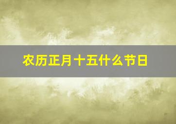 农历正月十五什么节日