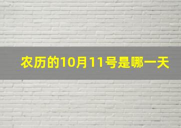 农历的10月11号是哪一天