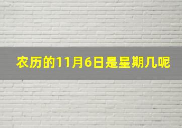 农历的11月6日是星期几呢