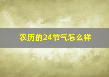 农历的24节气怎么样