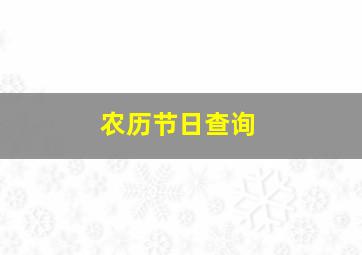 农历节日查询