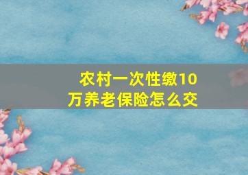 农村一次性缴10万养老保险怎么交