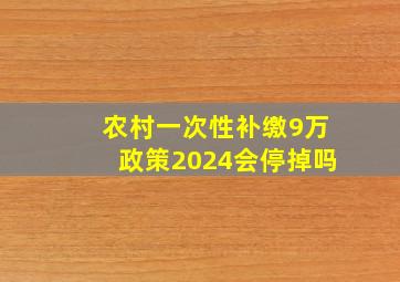 农村一次性补缴9万政策2024会停掉吗