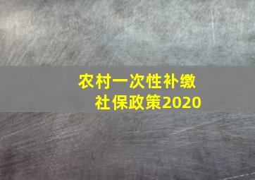 农村一次性补缴社保政策2020