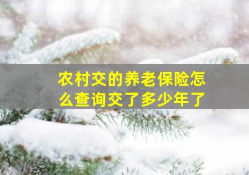 农村交的养老保险怎么查询交了多少年了