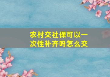 农村交社保可以一次性补齐吗怎么交