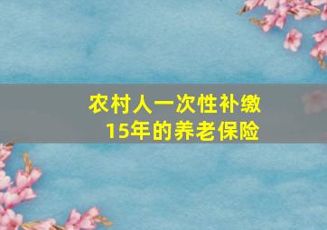 农村人一次性补缴15年的养老保险