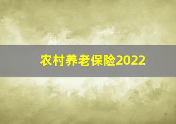 农村养老保险2022