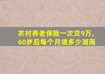 农村养老保险一次交9万,60岁后每个月领多少湖南