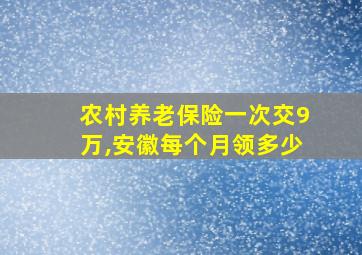 农村养老保险一次交9万,安徽每个月领多少