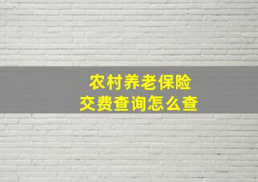 农村养老保险交费查询怎么查