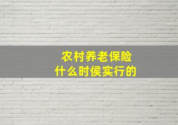 农村养老保险什么时侯实行的