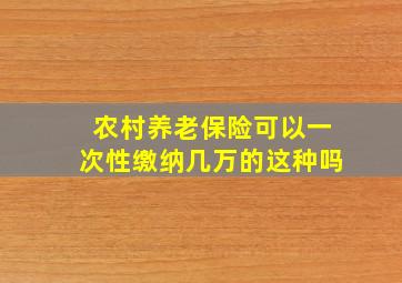 农村养老保险可以一次性缴纳几万的这种吗