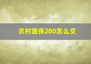 农村医保280怎么交