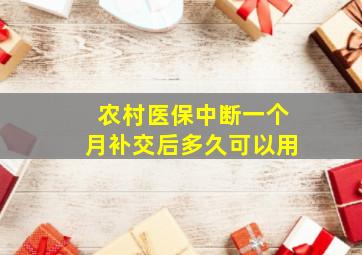 农村医保中断一个月补交后多久可以用