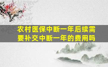 农村医保中断一年后续需要补交中断一年的费用吗