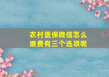 农村医保微信怎么缴费有三个选项呢