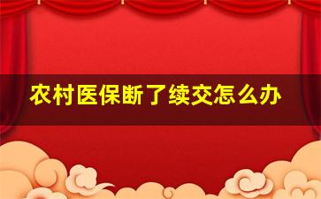 农村医保断了续交怎么办