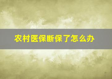 农村医保断保了怎么办