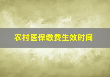 农村医保缴费生效时间