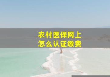 农村医保网上怎么认证缴费