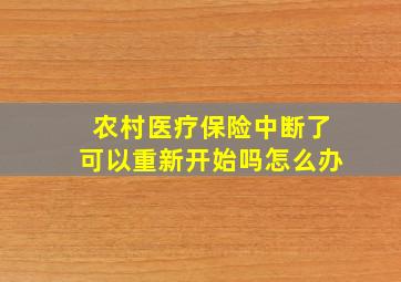 农村医疗保险中断了可以重新开始吗怎么办