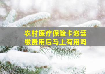 农村医疗保险卡激活缴费用后马上有用吗