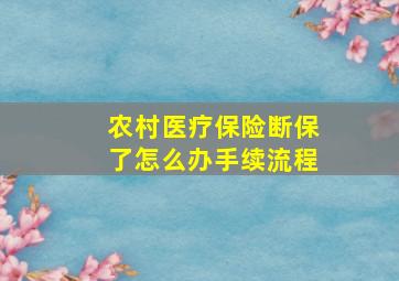 农村医疗保险断保了怎么办手续流程