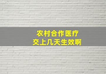 农村合作医疗交上几天生效啊