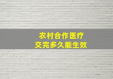 农村合作医疗交完多久能生效