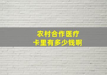 农村合作医疗卡里有多少钱啊