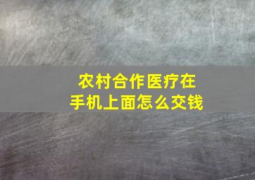 农村合作医疗在手机上面怎么交钱