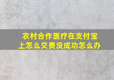 农村合作医疗在支付宝上怎么交费没成功怎么办