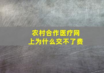 农村合作医疗网上为什么交不了费