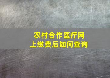 农村合作医疗网上缴费后如何查询