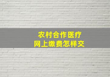 农村合作医疗网上缴费怎样交