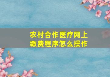 农村合作医疗网上缴费程序怎么操作